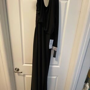 Elegant Black Evening Gown bedazzled cuff.